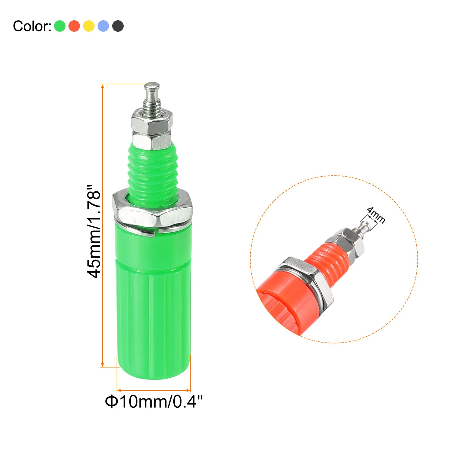 Rebower 10 Pcs Binding Post Terminal 5 Colors 4mm Banana Plug Jack Socket for for Speaker Audio, Video Receiver, Amplifiers - Image 2