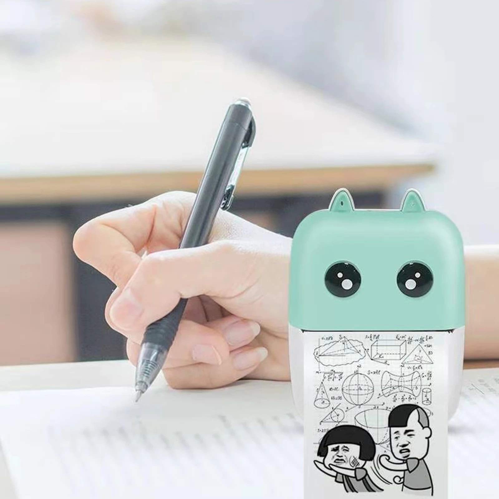 WolFum Mini przenośna drukarka termiczna Drukarki papieru Drukarka kieszonkowa 5V 5.0 Przenośna mini drukarka termiczna (Kolor: Argento)