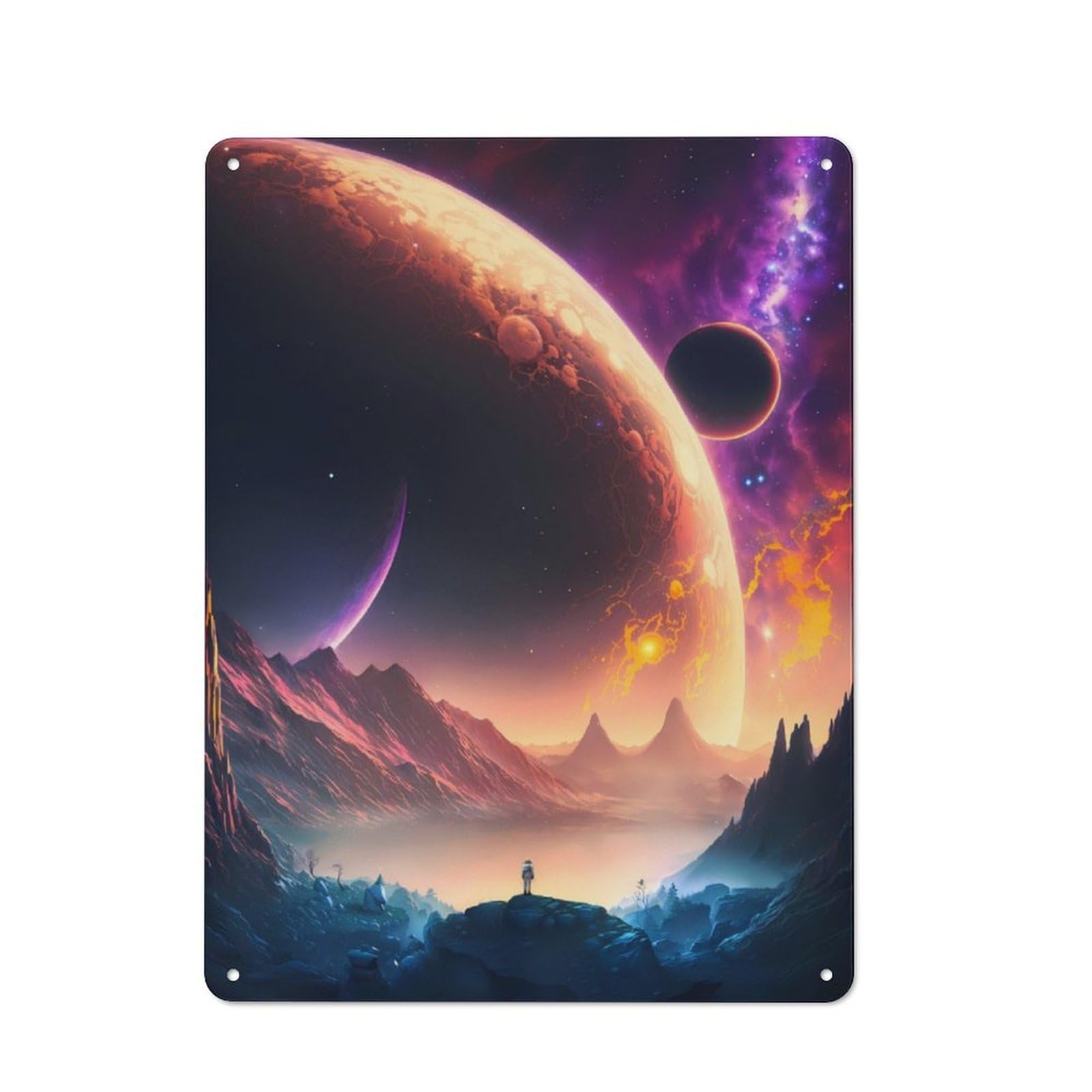 Junmoney Cosmos Unveiled Landscape Classic Metal Wall Decor 40X30cm, Metal Sign For Cafe, Pub, Workshop Or Home Bar, Small Accent For Blank Walls