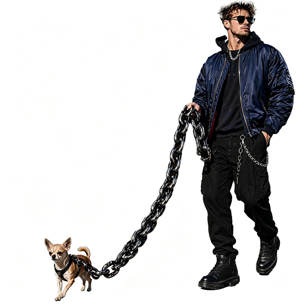 Plastic Imitate Iron Giant Chain Leash,Fashion Dog Paw Walking Leash,Pet Outdoor Walking,Creative Picture Taking,Small Sized Puppies Kittens Funny Ornament Leash