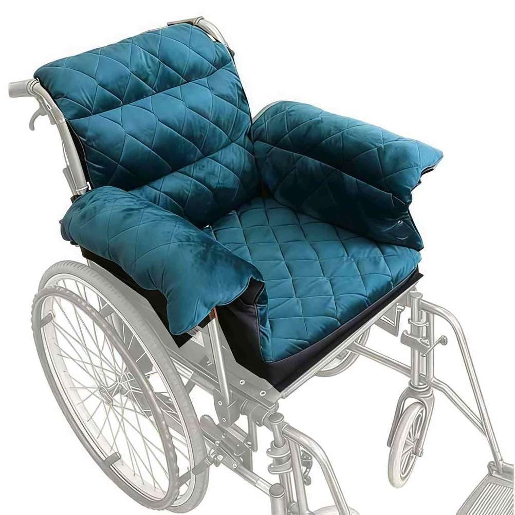 Cojines para silla de ruedas para aliviar la presión con fundas para reposabrazos, soporta coxis y espalda, diseño antideslizante para mayor comodidad