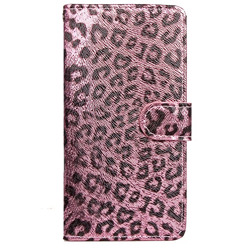 QFUN Leopard Print Wallet Case for Samsung Galaxy S8 Plus, Fashion Design Double Magnetic Stand Leather Phone Case Drop Protection Protective Case Bumper Flip Cover and Screen Protector,Pink