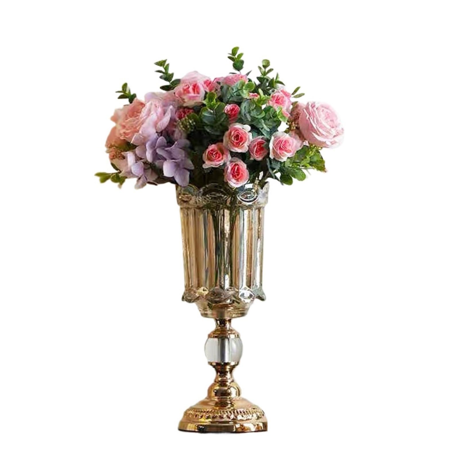 Vintage Candlestick/Vase Set For Candlelight Dinner, Retro Romantic Table Centerpiece Decor Props(Gold,Vase)
