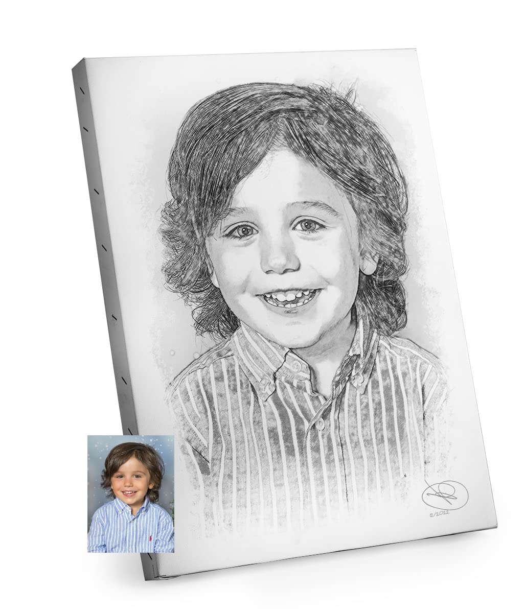 Genérico Tu foto en dibujo a carboncillo personalizado en lienzo de algodón ecológico en 30x40