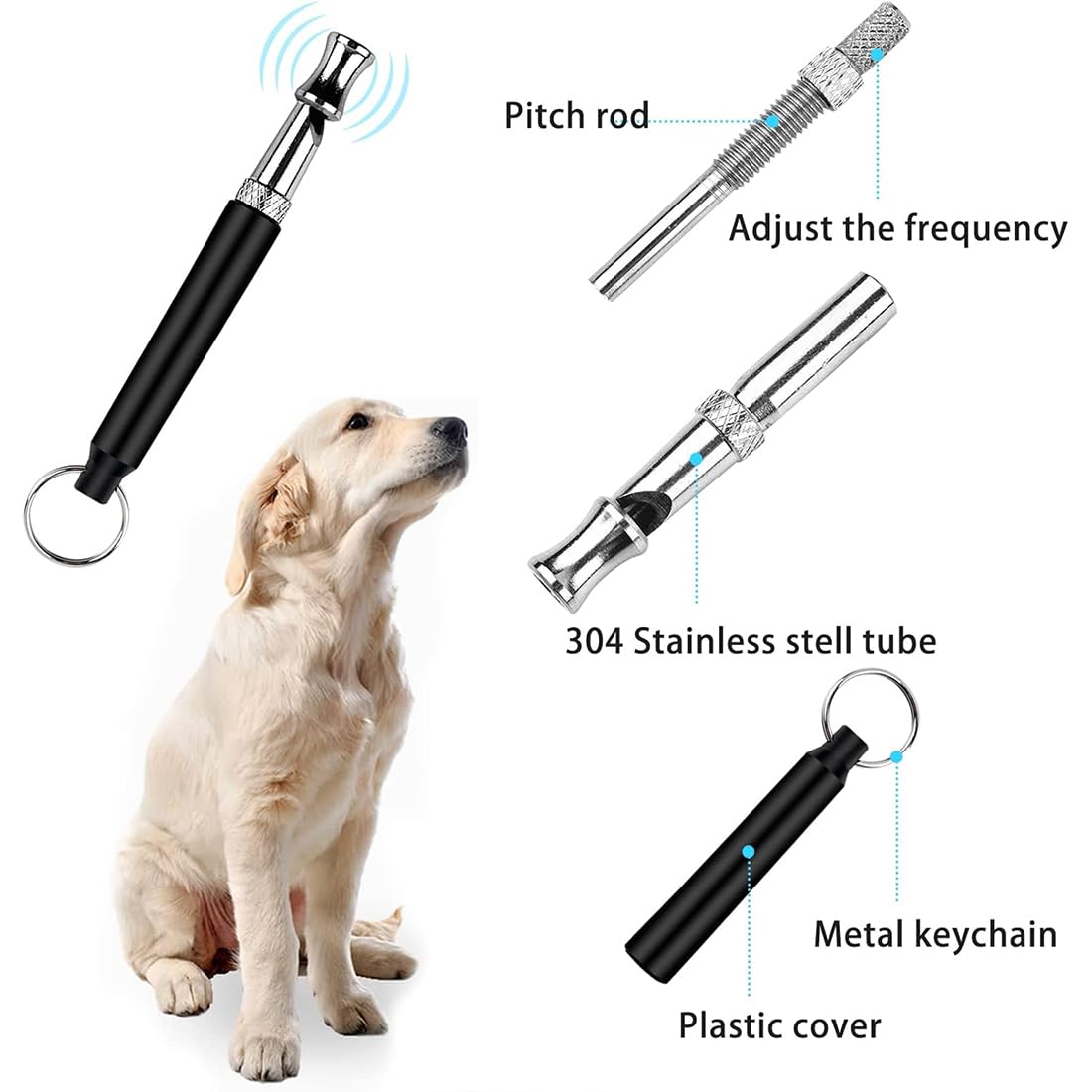 2 Sifflet Ultrason Chien et cliqueur, 1 Cordons,Sifflet Anti Aboiement Chien Voisin,sifflet ultrason chien anti aboiement,Sifflet Ultrason Chien Anti Aboiement,RéGlable Sifflet Ultrason Chien