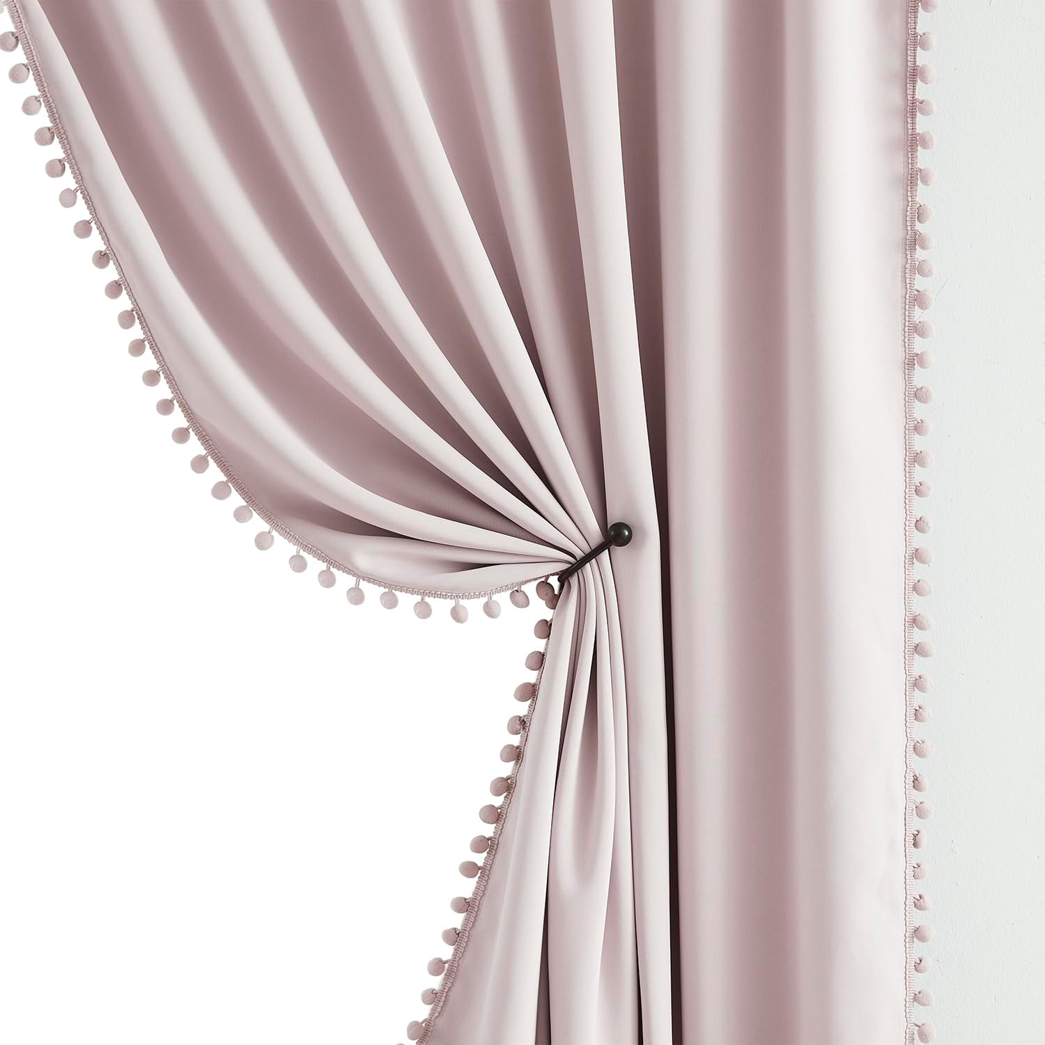 Pink BlackoutCurtains for Bedroom Pom Pom Thermal Insulated 100 Full