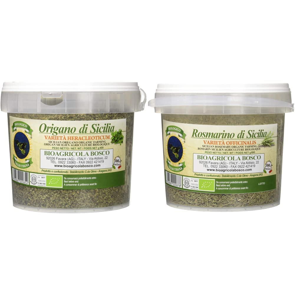 Bioagricola Bosco Origano Macinato Biologico - 400 gr & Rosmarino Macinato Biologico- 650 gr