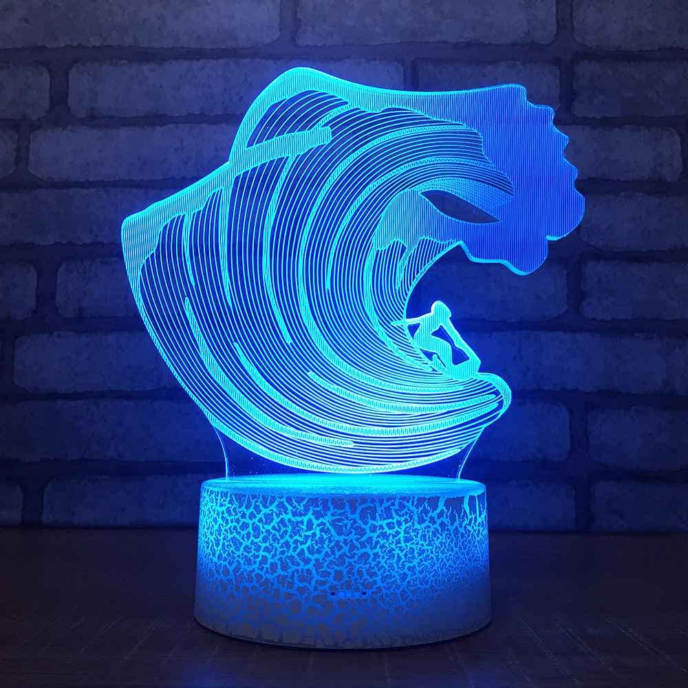 YRTMHU modello di pesca Lampade 3D Illusione Ottica Luce Notturna, Lampade da Comodino per Camera da letto Luce Notturna LED con Telecomando, con Interruttore Touch Lampada da Tavolo