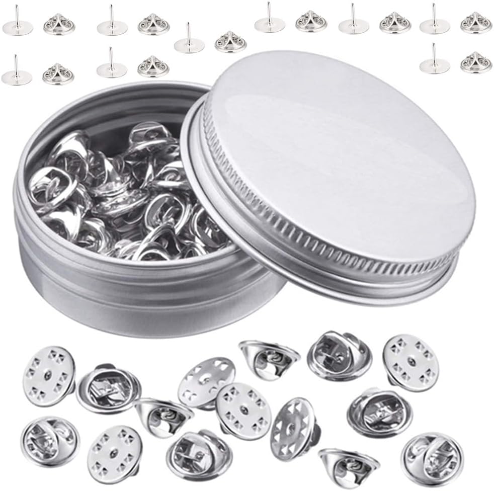 CuiCanfla 50 Pairs Butterfly Clutch Tie Tacks Back Replacement, Metal Backings, Locking Keepers Clasp for Jewelry, Lapel Pins, Crafts