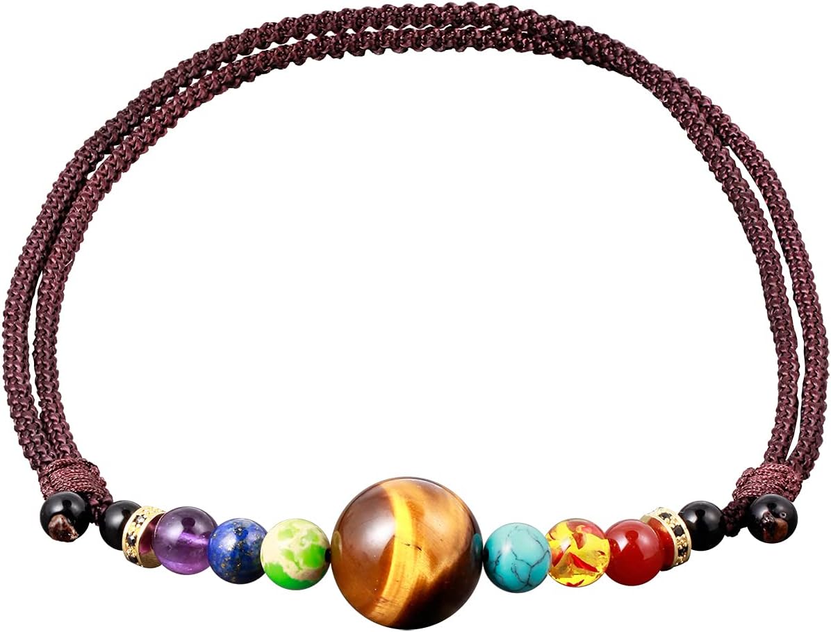 Natural Tiger Eye with 7 Chakra Choker Necklace for Women Men Crystal Necklaces Chokers wealth Meditation Yoga Crystals and Healing Stones