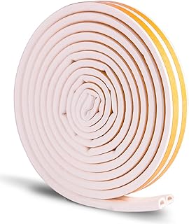 Door Weather Stripping,Window Seal Strip,Self-Adhesive Foam Seal Strip,Soundproof Seal Strip Insulation Gap Blocker Epdm D Type16Ft White