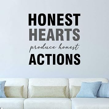 Honest Hearts Produce Honest Actions Decorative Wall Decal Stickers with Quote Saying for Bedroom Living Room Kitchen Dinning Room Home Decor Wall Art Housewarming Valentine Gift 30"
