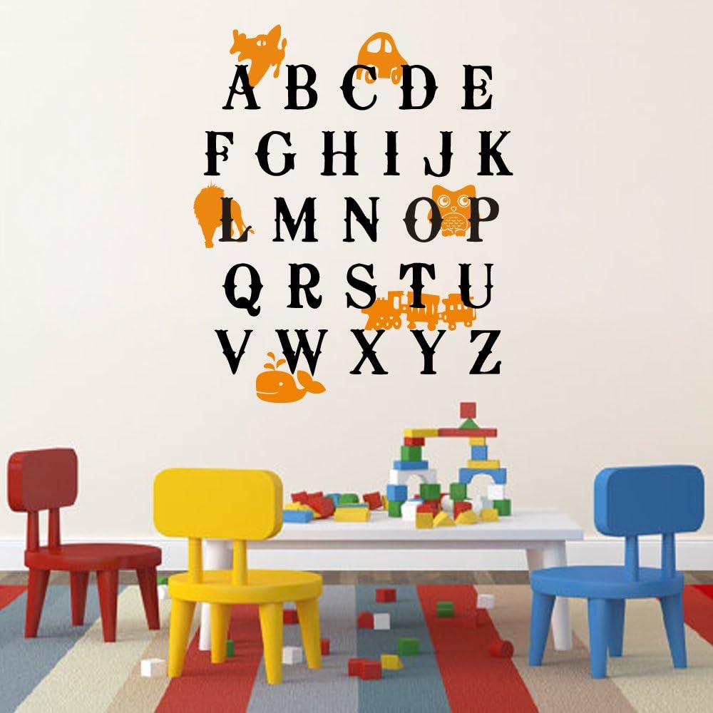 ABC Wall Decal Alphabet Picture Icons Vinyl Decal Baby