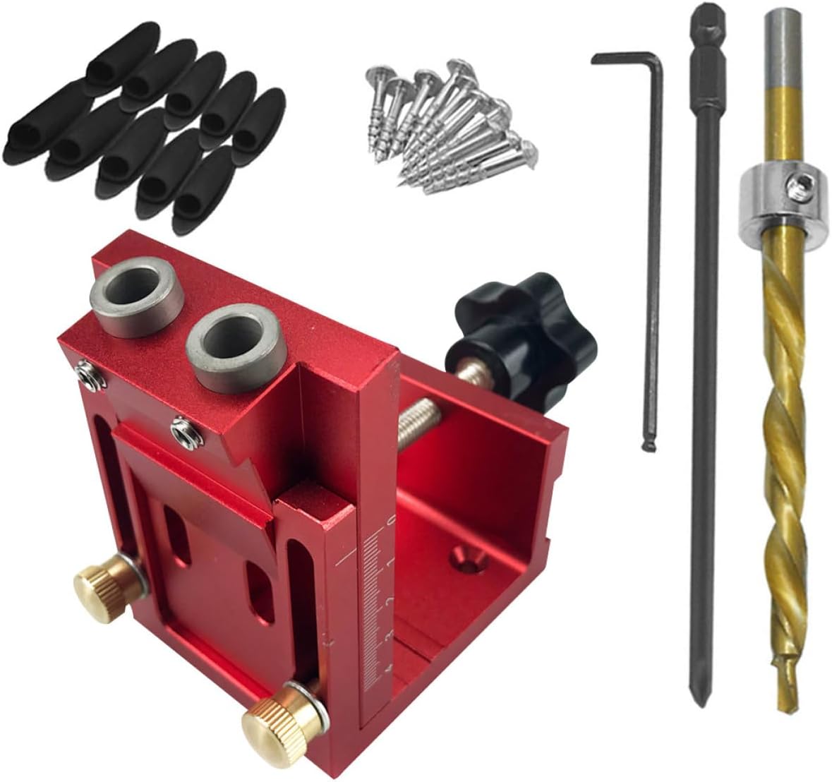 VALICLUD Pocket Hole Drill Guide Angle Drill Locator Set Portable with Self-centering Doweling Jig for Carpentry and Woodworking Tools Random Color