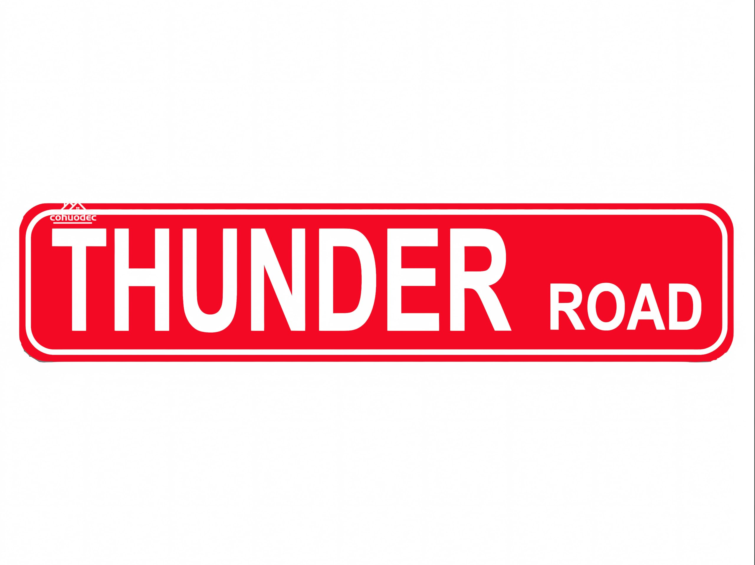 Thunder Road Street Decor,Thunder Road Sign for Farm House Garage Wall Decor Red Tin Sign 4x16 Inch