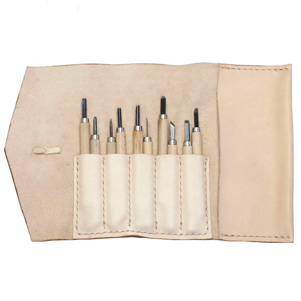 Alta Andina Leather Pen & Pencil Case | Vegetable Tanned Leather Roll Up | 5 Slots & Pouch for Pens,