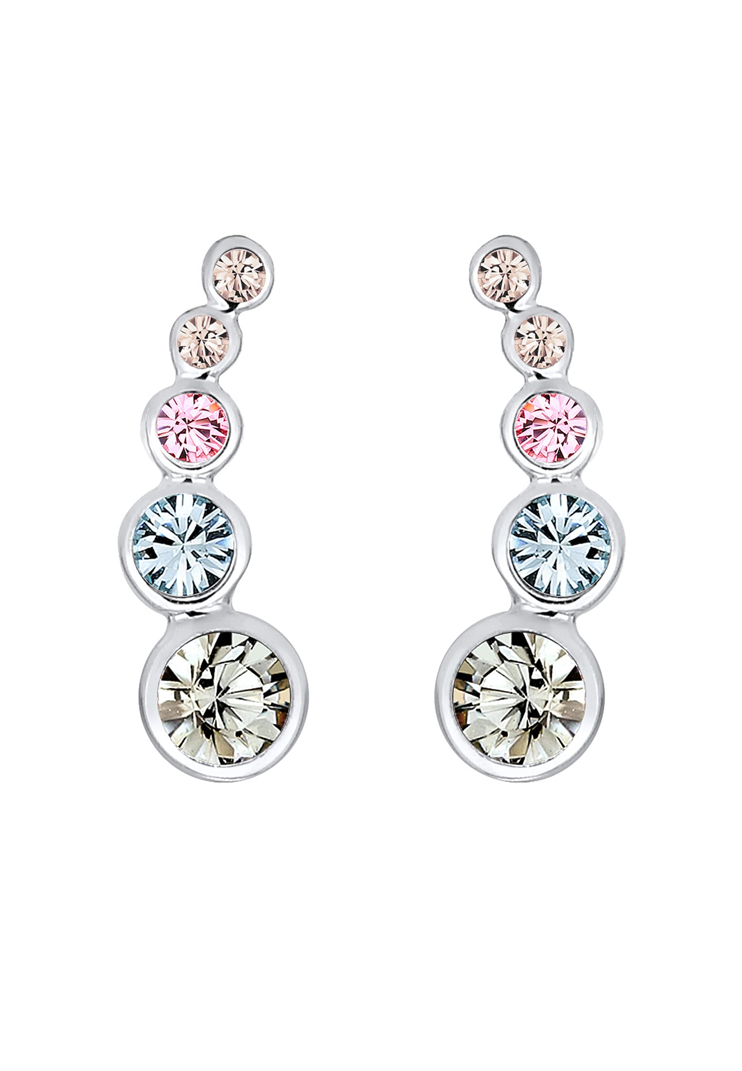 Elli Earrings Earclimber Circle Geo Crystals 925 Sterling Silver