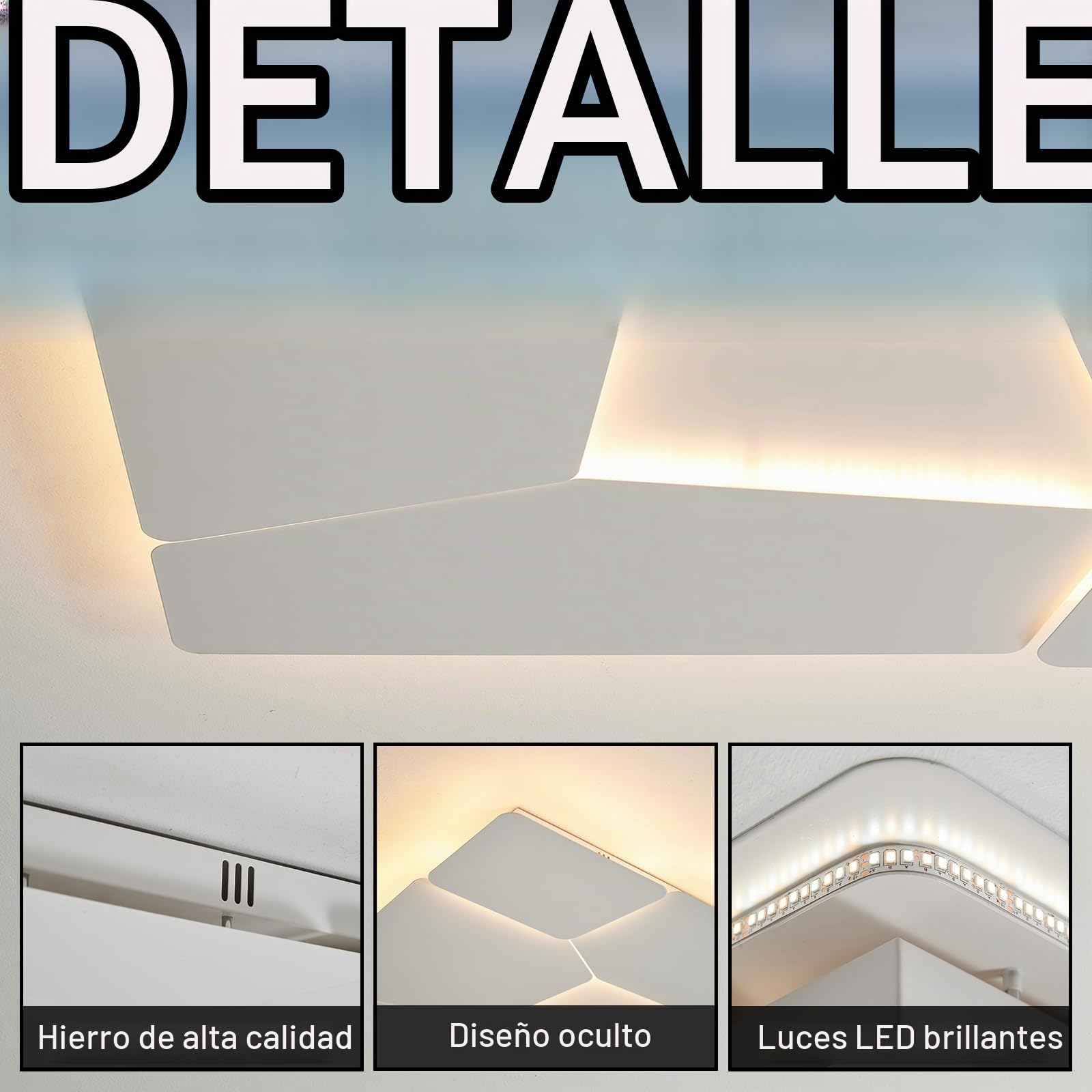 Creativo GeoméTrico Plafon Para Sala De Estar,Moderno Led Lamparas De Techo Salon,Rectangular 102W Regulable Luces De Techo Blanco Mate Luces De Techo Para Sala De Estar Oficina Dormitorio