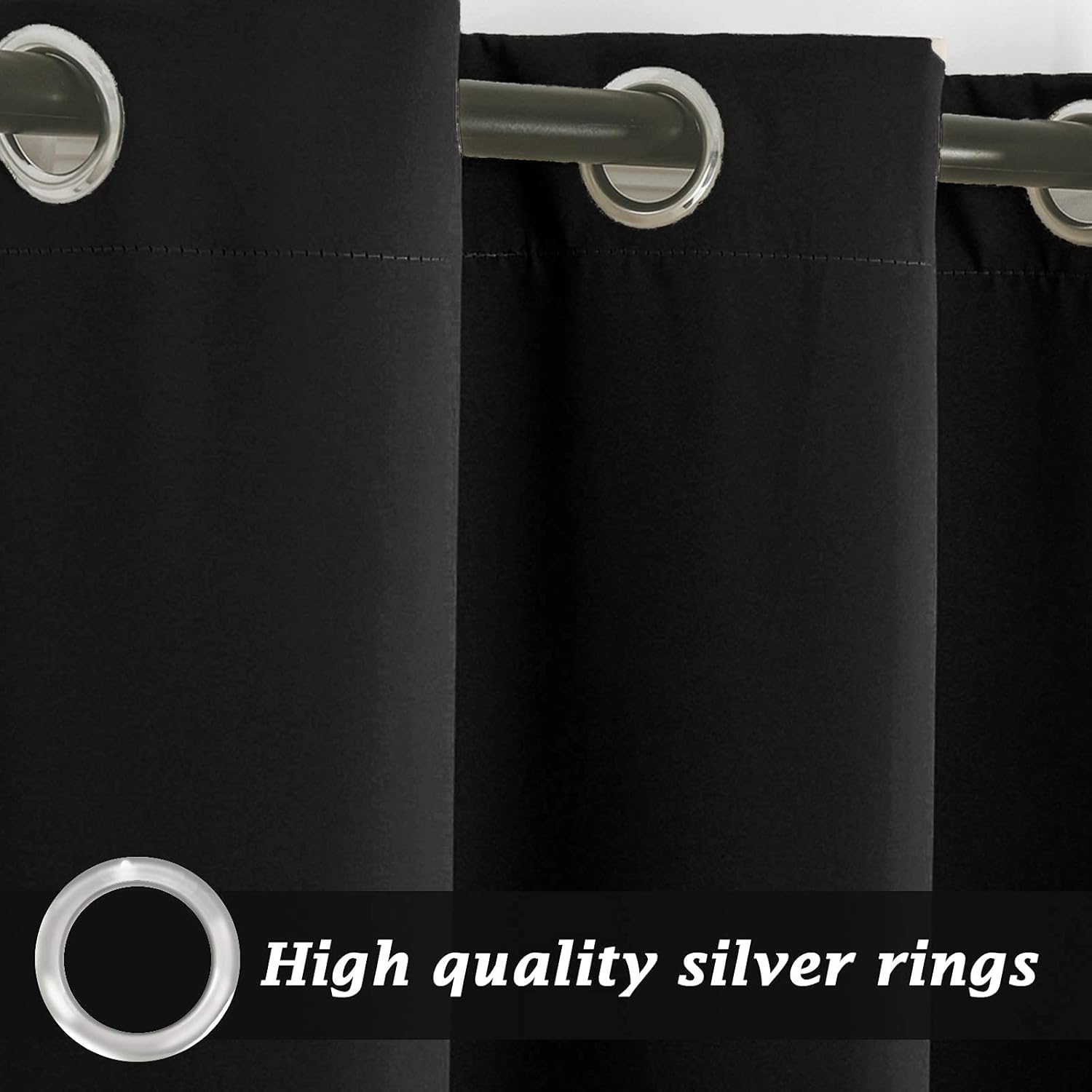 cjc Blackout Curtains for Patio Waterproof,Thick Weatherproof Windproof Outdoor Curtains Privacy Curtains for Porch,Living Room,Cabana,Durable Top Grommet Curtains(1 Panel,Black,52 x 84 inch)