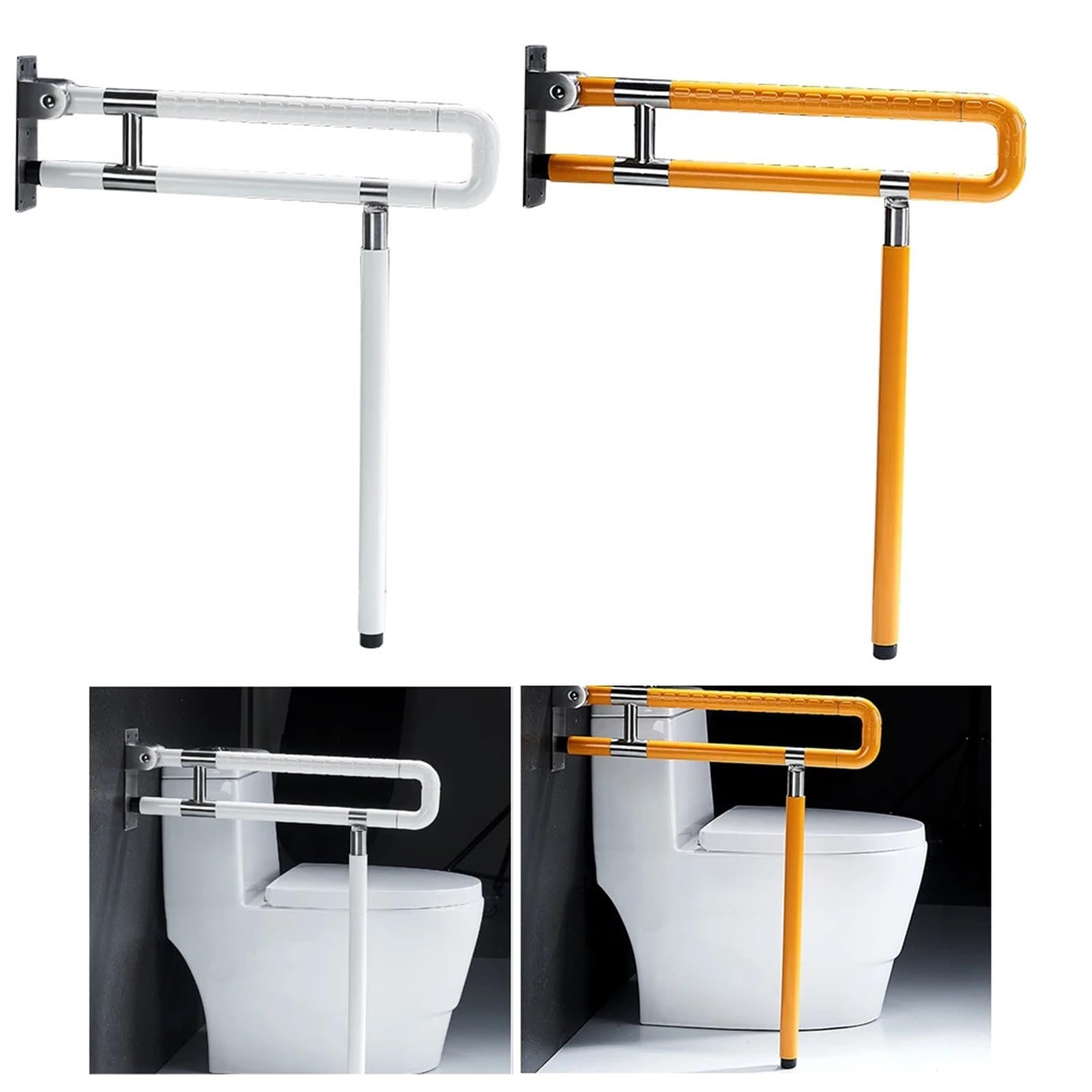Barra abatible para baño y aseo Barra de agarre for baño abatible, pasamanos plegable for mujeres embarazadas y personas mayores(Yellow,75cm)