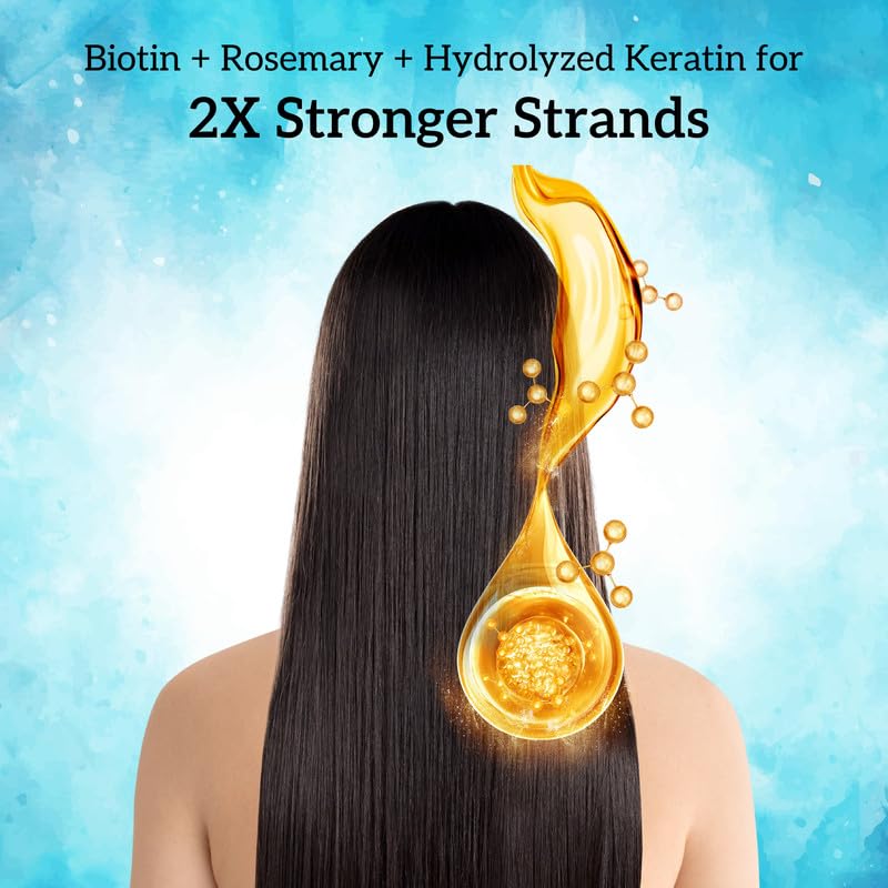 Image of inatur Biotin Hair Growth Serum for Women & Men | Hair Strengthening Treatment with Wheat Protein, Keratin, Rosemary Extract | For Thin Hair, Hair fall, Volume & Shine | Non-Sticky |50ml