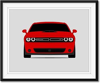 Dodge Challenger RT with Shaker Hood Scoop (2015-2017) 3rd Generation Inspired Poster Print Wall Art Decor Handmade (Unframed)