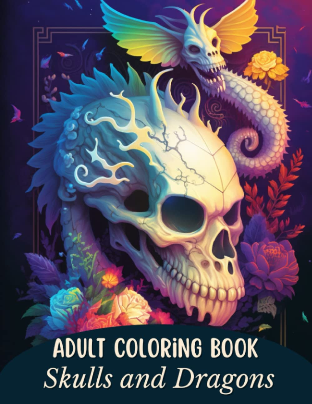 Adult Coloring Book Skulls and Dragons