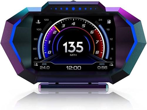 Exhibición de cabeza, pantalla de calibre OBD2, velocímetro GPS MPH KMh, tacómetro, advertencia de sobrevelocidad, resolución de problemas para la