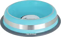 Comedouro Inox com Anel Silicone GermanHart Prestige Azul M 475ml GermanHart para Cães, M, AZUL