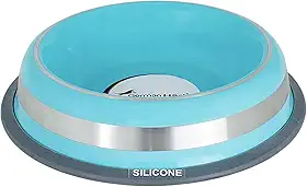 Comedouro Inox com Anel Silicone GermanHart Prestige Azul M 475ml GermanHart para Cães, M, AZUL