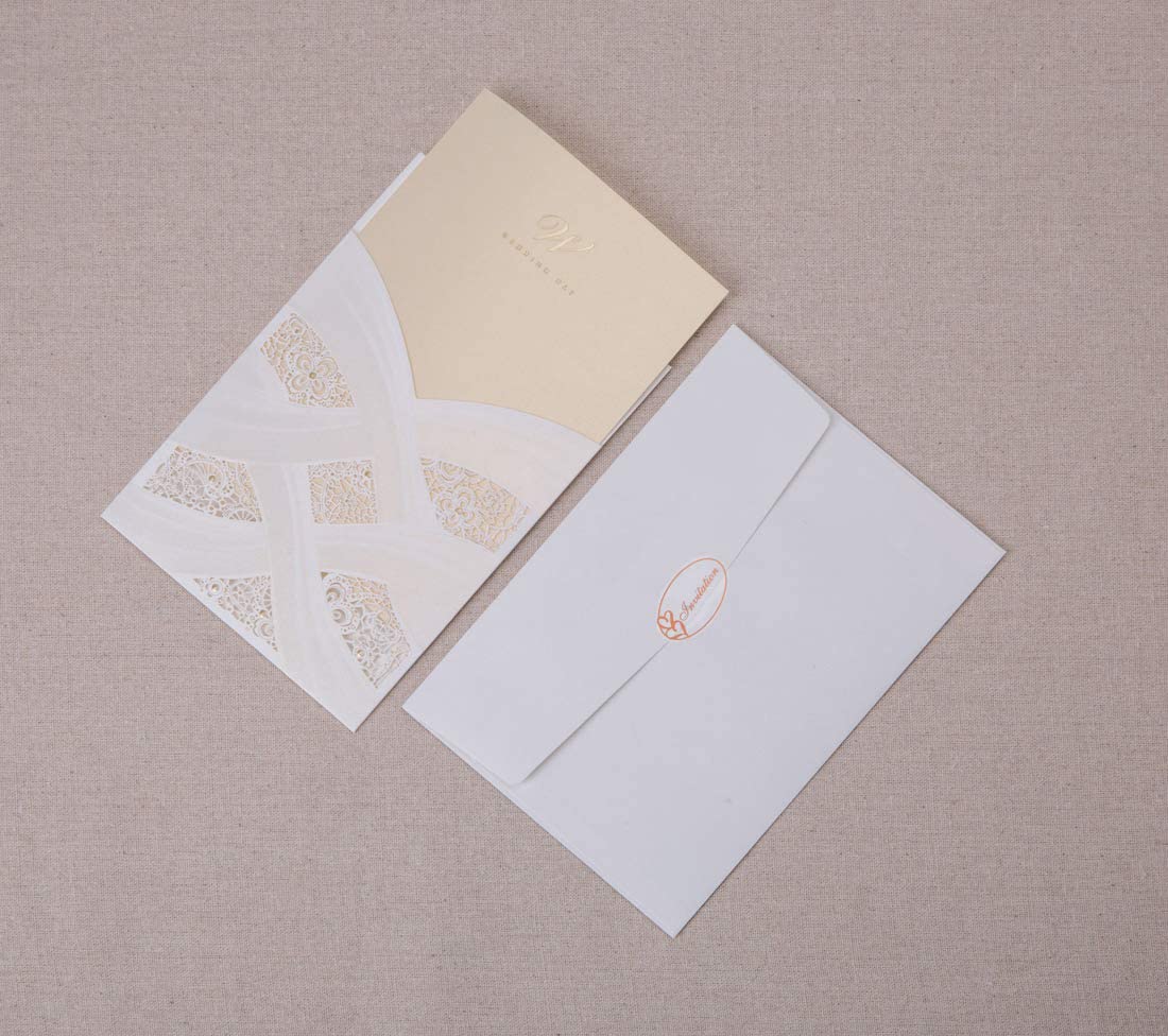 Buy Hosmsua 50PCS Ivory Blank Wedding Invitations Kit 5x7 Inch Laser