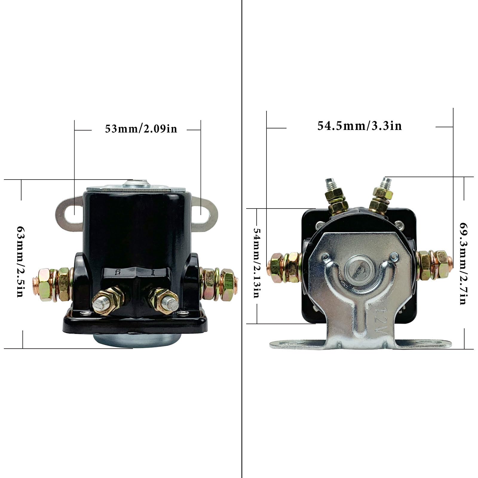 Hot Rod - Relé solenoide de arranque de 12 V de repuesto para Fo-rd B6AZ-11450-A B-6A-11450A C6AF C7AF C9AF C3912 SW-3 SW3 D2AF11450AA 50-430, color negro
