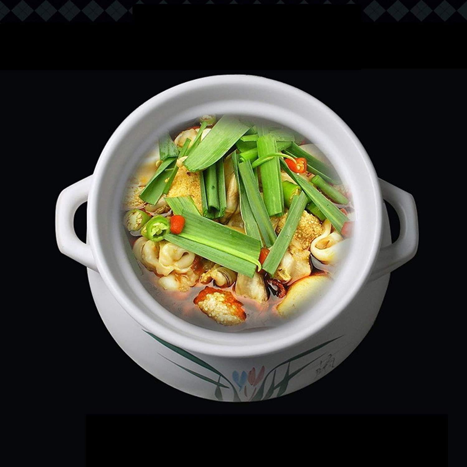 Natürlicher glasierter Tonkocher, runder Auflauf, hochwertige Keramik-Kochplatten-Topfschale, direkter Wärme-Earthenware-Nudelreis Bibimbap Bald TOFU-Suppenschüssel Tontopf (Size : 1.1L)