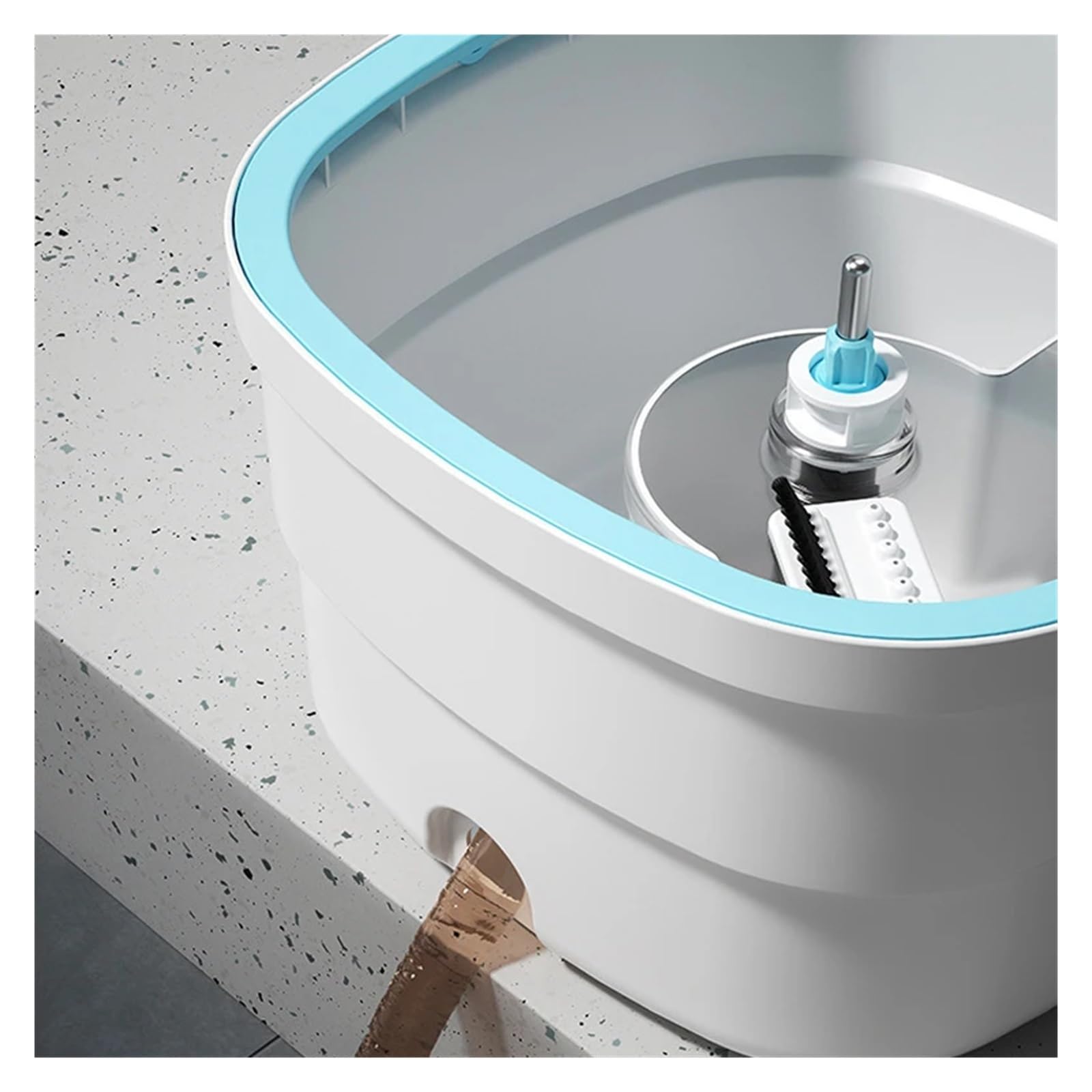 Juego de trapeador giratorio de superficie plana y cubo, trapeador separador de agua limpia y aguas residuales, trapeador de presión manos libres, limpieza de pisos, herramientas de limpieza del hogar