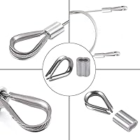 Vista 2 de Proster 100pcs 1/8 "cuerda de alambre de aluminio prensado manga crimpado, y 50pcs M3 304 de acero inoxidable dedal aparejo para cable de cuerda