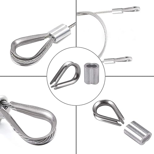 Miniatura 2 de Proster 100pcs 18 "cuerda de alambre de aluminio prensado manga crimpado, y 50pcs M3 304 de acero inoxidable dedal aparejo para cable de cuerda de