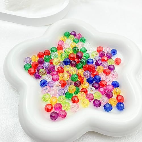 Miniatura 7 de 400 cuentas de cristal redondas acrílicas de 0.315 pulgadas (0.315 in), cuentas espaciadoras facetadas de color para hacer joyas, bricolaje,