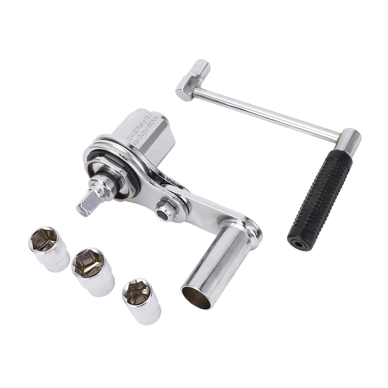 AUNMAS Klucz do Nakrętek Oczkowych, Klucz Multiplikatorowy ze Stali Stopowej z Nasadkami 17 Mm 19 Mm 21, Przełożenie 1:16 680 Nm do Wymiany Opon w SUV-ach i Użytku w Pojazdach Ciężarowych