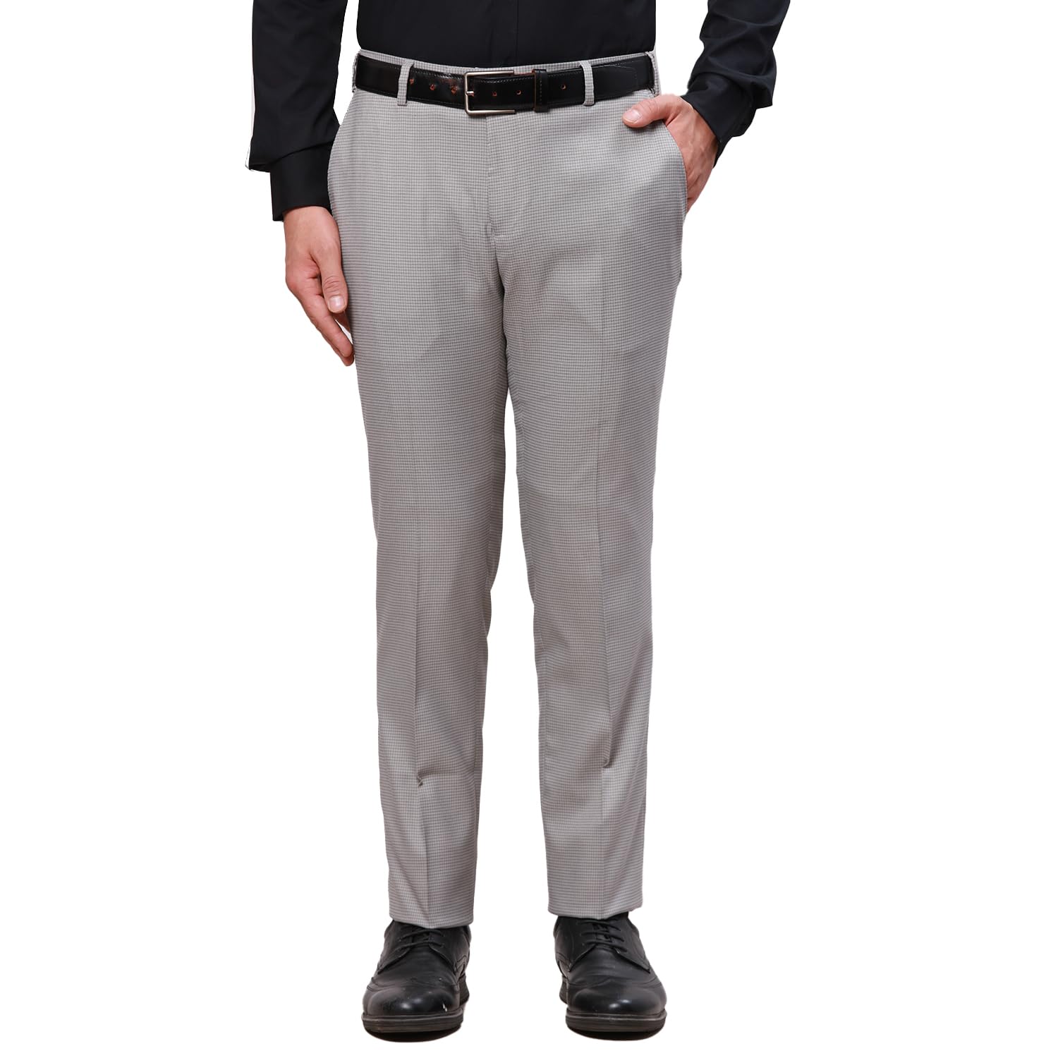 raymond Men's Slim Fit Mid Rise Polyester Blend Structure Pattern Flat Front Formal Trouser-picture-51
