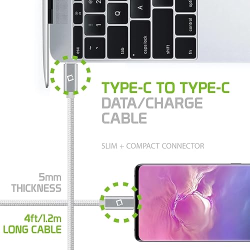 Miniatura 2 de Cable de carga rápida dual USB-C/PD de 60 W compatible con Motorola Moto G7 Power Plus 5Gbps transferencia de datos para entrega de energía de alta