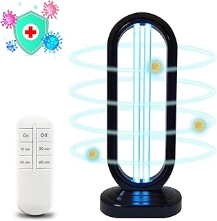 UV Light - Uv Bed Bugs, UV Lamp with 4- Speed Timing and Remote Control (38w Uvc Bulb) (1Pcs-Black)