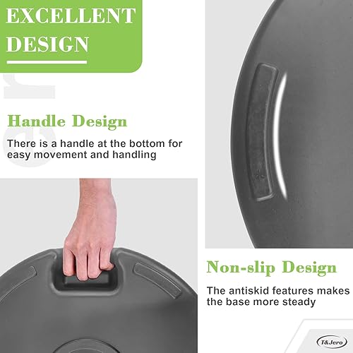 Miniatura 8 de T&Jero Base redonda de plástico resistente para sombrilla de patio, peso para exteriores, 75 libras con relleno de agua y arena, color negro