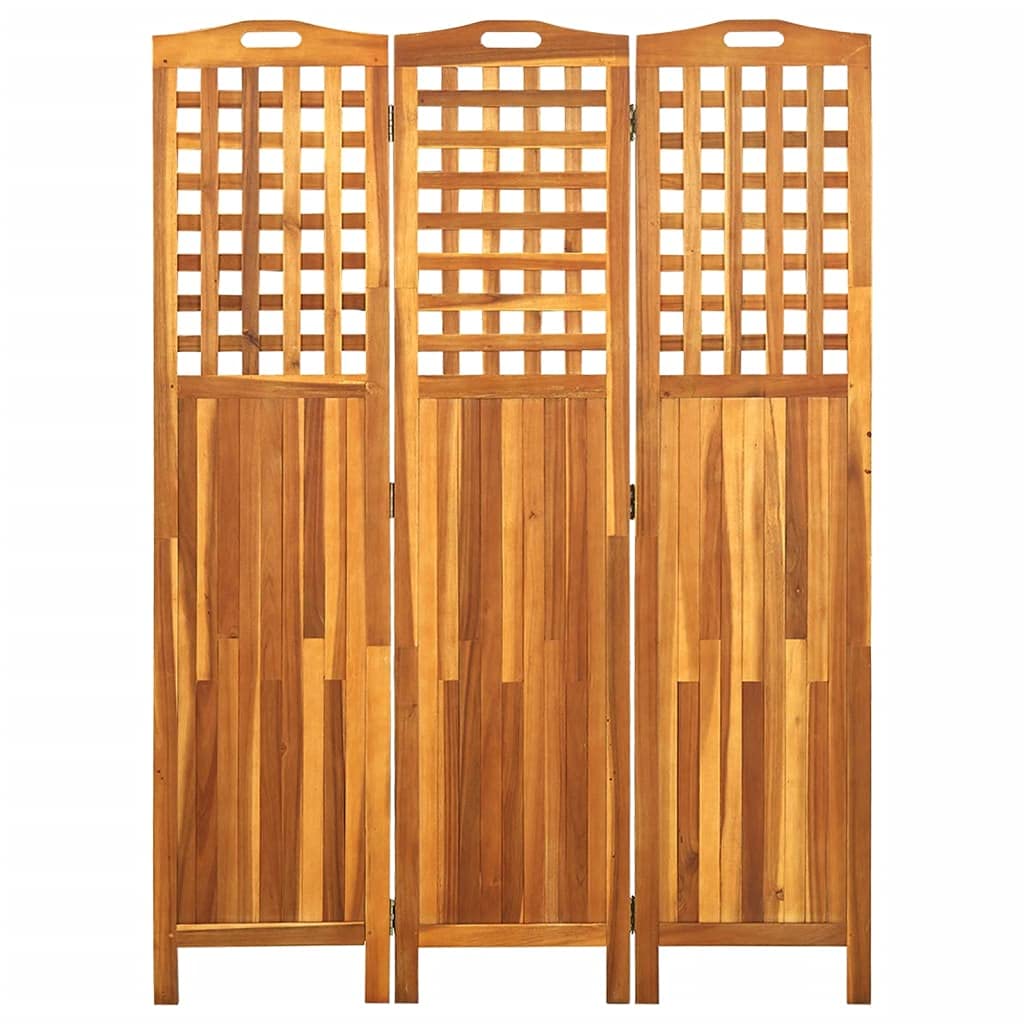 Separè Pieghevole in Legno Massello di Acacia, Privacy e Suddivisione Spazi, Separe Divisorio Interno, Divisorio per Ambienti, Adatto per Interni ed Esterni, Set da 3 Pannelli 121 x 2 x 170 cm