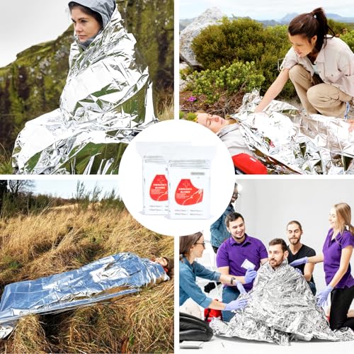 Image of 10 Pack Emergency Mylar Thermal Blankets - 84 inchx52 inch Durable Space Blankets for First Aid, Survival, Camping, Hiking, Car Emergency Kit, Outdoor Camping Gear