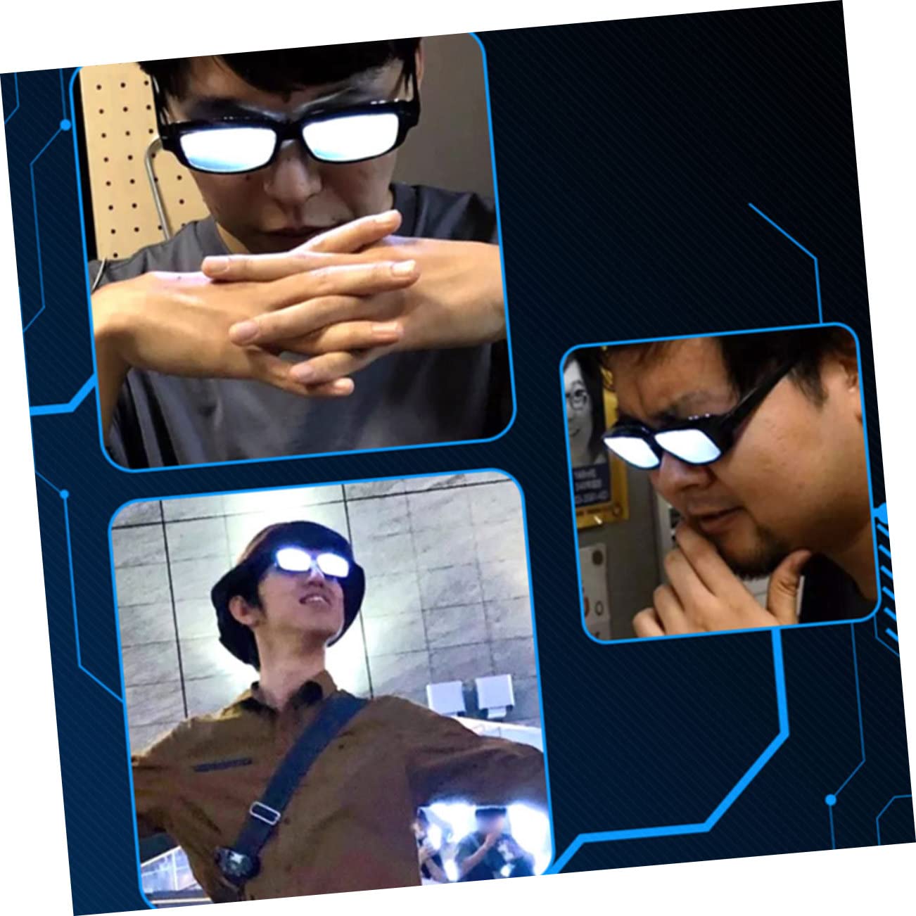 Gafas LED Luminosas USB Recargables de Plástico Negras para Cosplay