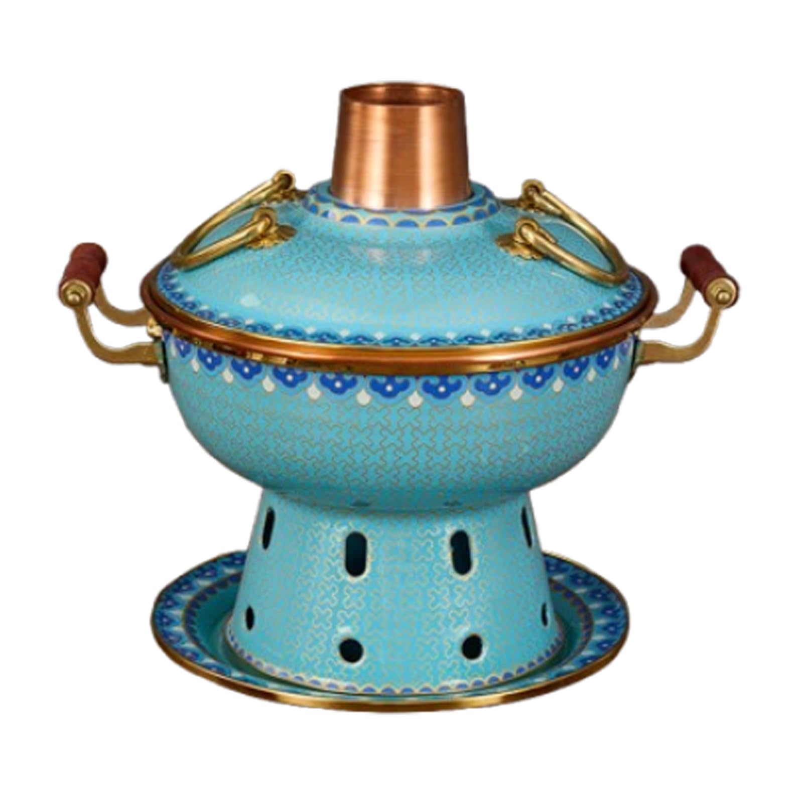asdchZen Enamel Pot Cloisonne Hot Pot Buffet Hot Soup Pot Copper Single Person Hotpot Sturdy Home Use Shabu Pot Old Beijing Hot Pot,I,E