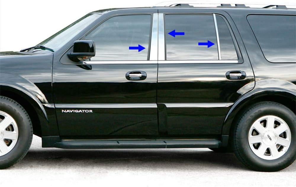 MaxMate Made in USA! Compatible with 1997-2017 Lincoln Navigator 6PC Stainless Steel Chrome Pillar Post Trim