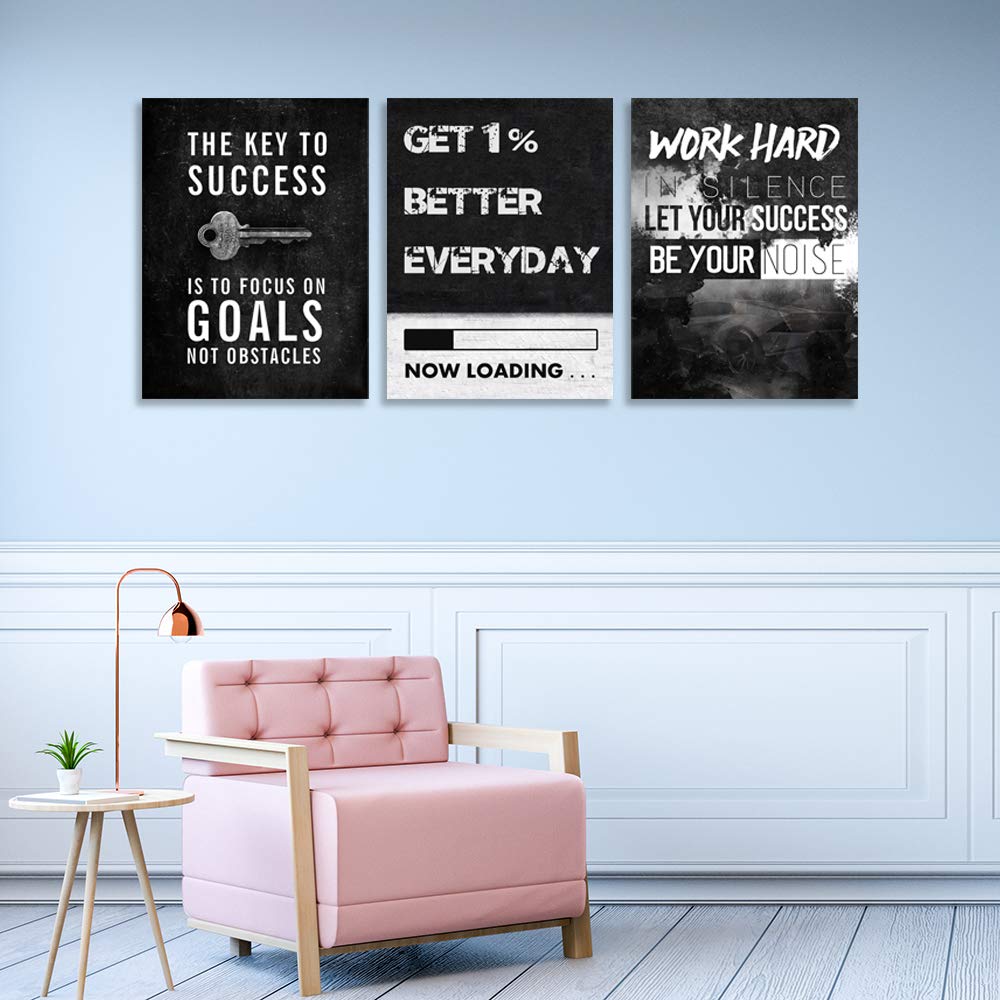 Juego de 3 pósteres motivacionales de éxito sin marco, arte de pared con citas inspiradoras de objetivos de emprendedor, decoración de pared, obra de arte para oficina, dormitorio, sala de estar, 16 x