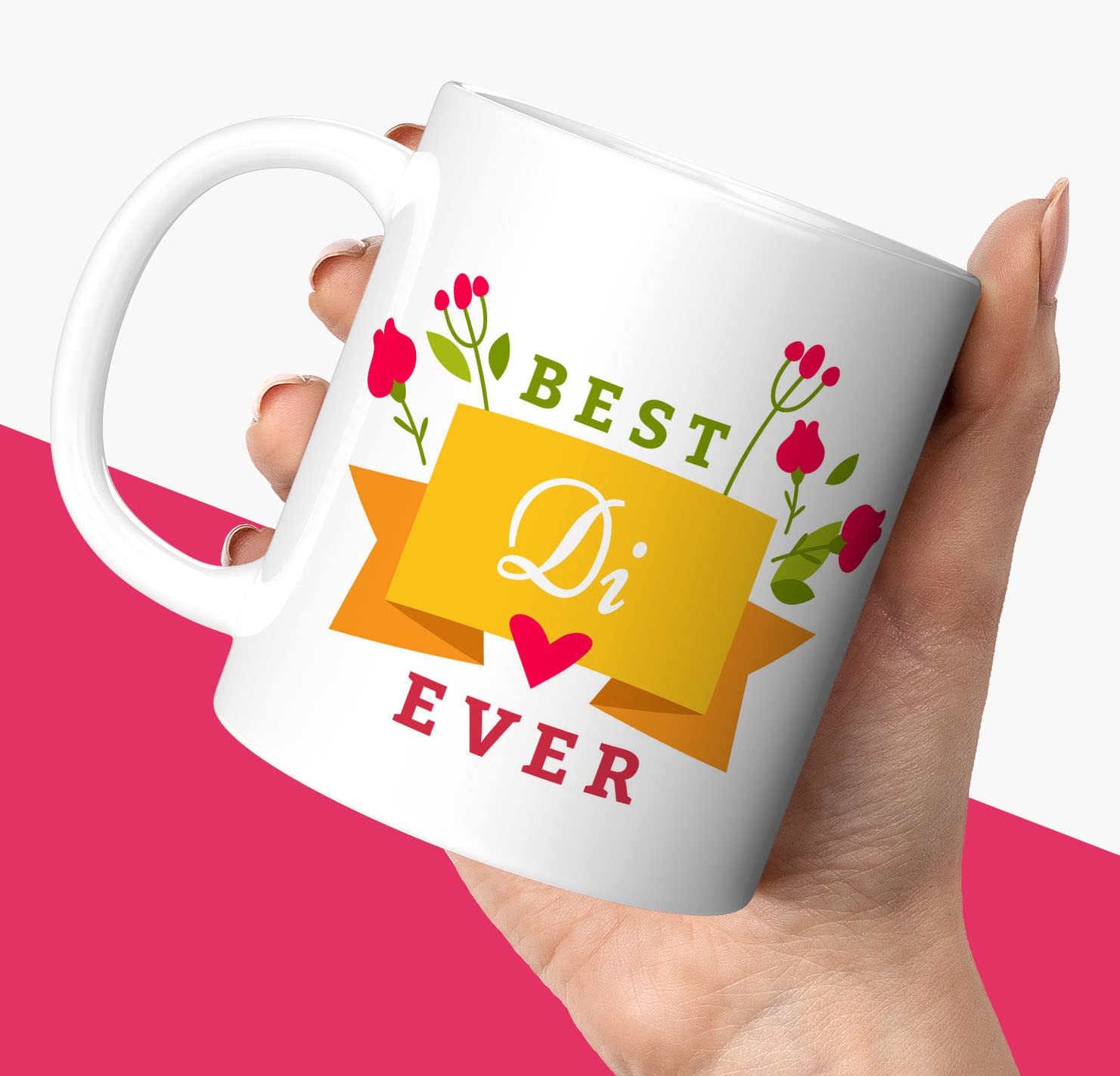 NH10 DESIGNS Best Di Ever Printed White Text Quote Family Name Printed Mug for Di Birthday Gift for Di Di Mug Gift for Di Printed Mug (Microwave Safe Ceramic Tea Coffee Mug- 350 ML) (BEWM 50)