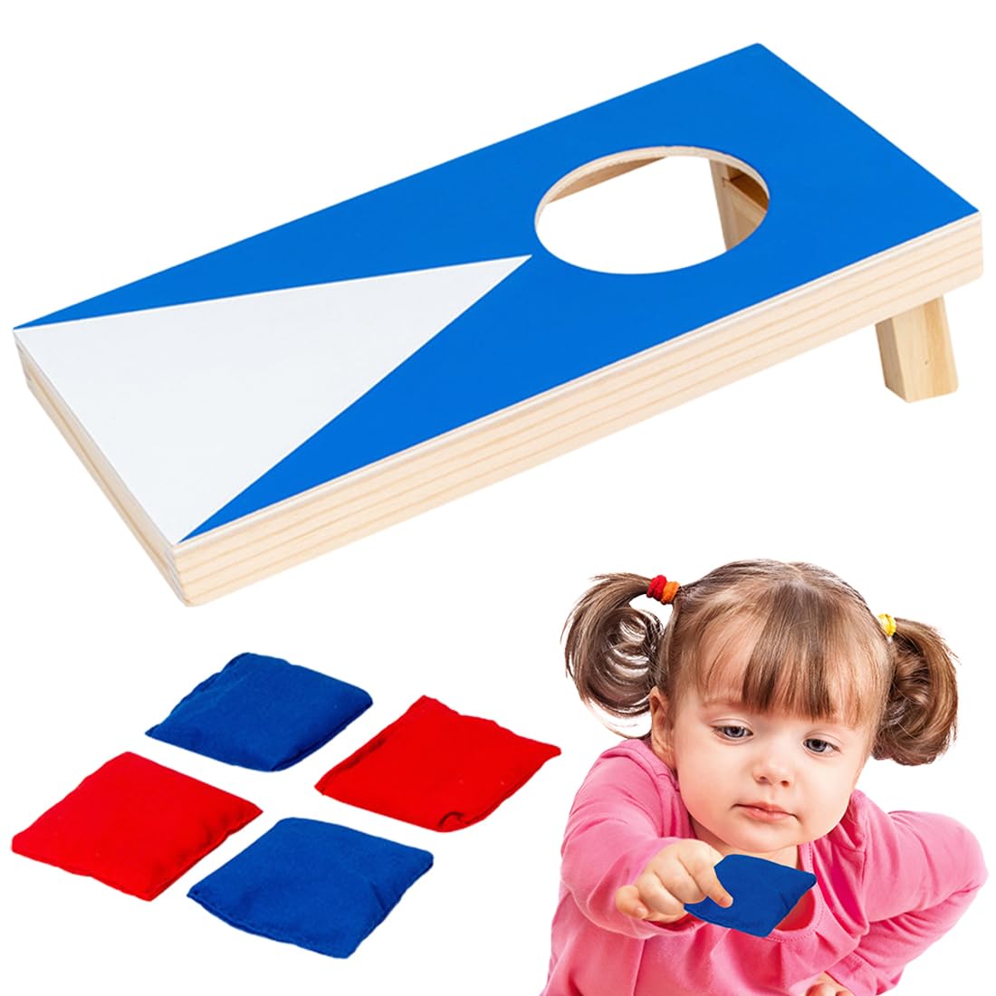 Cornhole Set, Bean Bag Wurfspiel,sackloch spiel,cornhole spiel outdoor, 2 Holzbretter mit ausklappbaren Beinen, Sandsäckchen, Outdoor spiele Geschicklichkeitsspiel für Garten, Strand, Freizeit